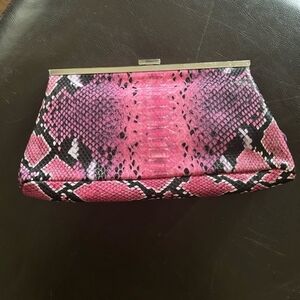 Pink Snake Print Clutch